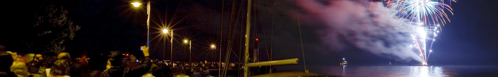 Fireworks in Bronte Harbour, Oakville, Ontario, Canada